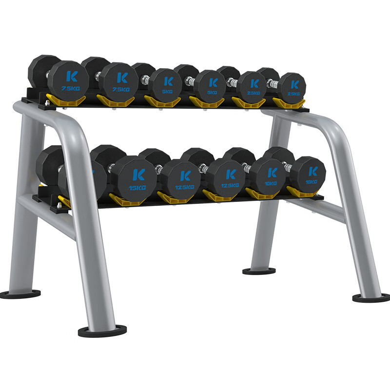 尊龙时凯TPU12边哑铃套装室内专业力量运动健身器材YLT-12T 105KG